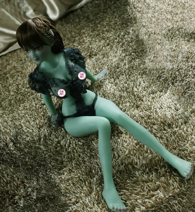 JM Cute silicone sex doll ELF jade color